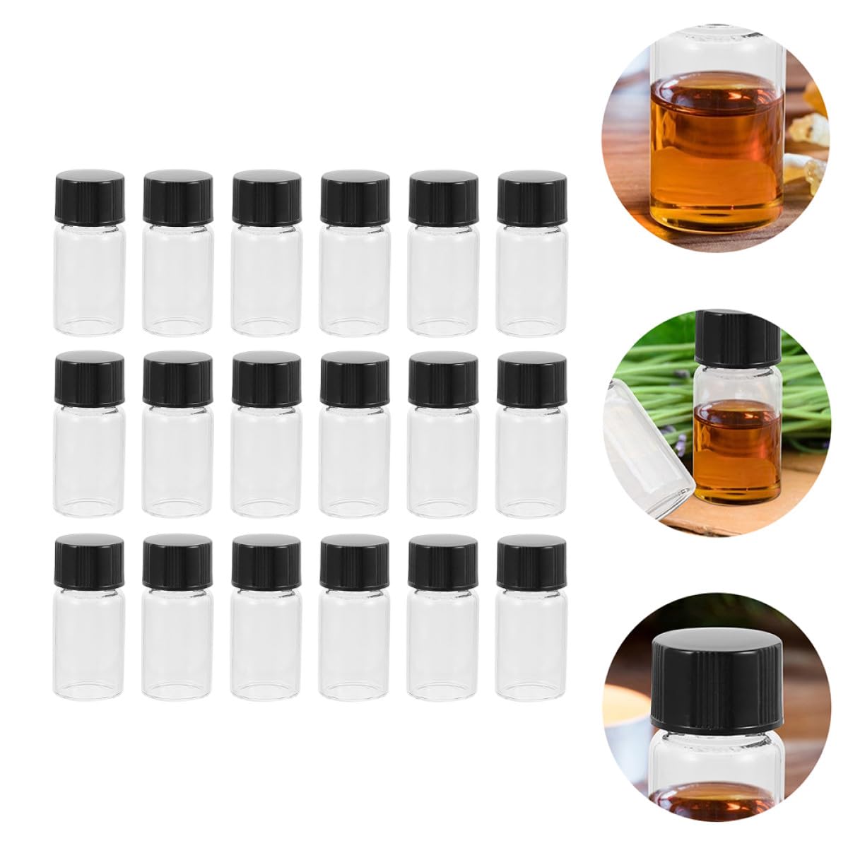 POPETPOP 30pièces Flacons Verre Transparents pour Huiles Essentielles et Échantillons avec Bouchons Flacons Vides pour Prélèvement Échantillons
