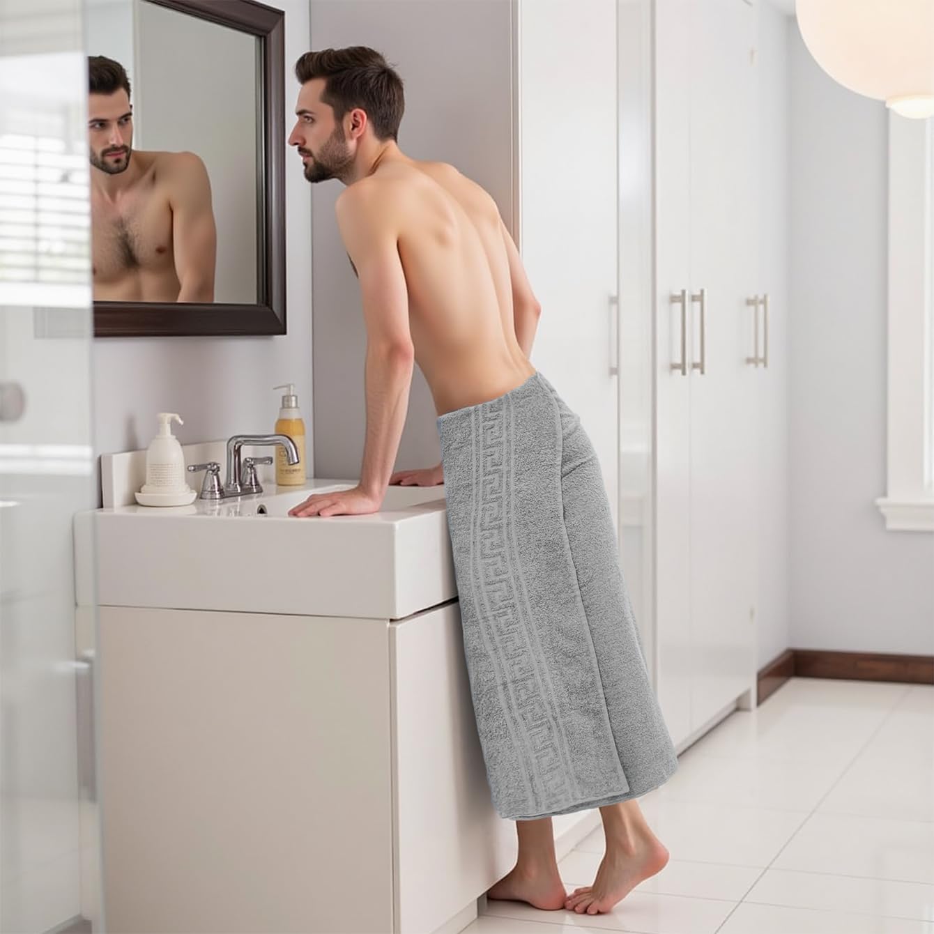 nice homeit Set 2 Asciugamano da Bagno grandi 100x150 cm – Extra Large Telo Bagno in 100% Cotone Filato ad Anello – Extra Morbido e Assorbente. MADE IN ITALY