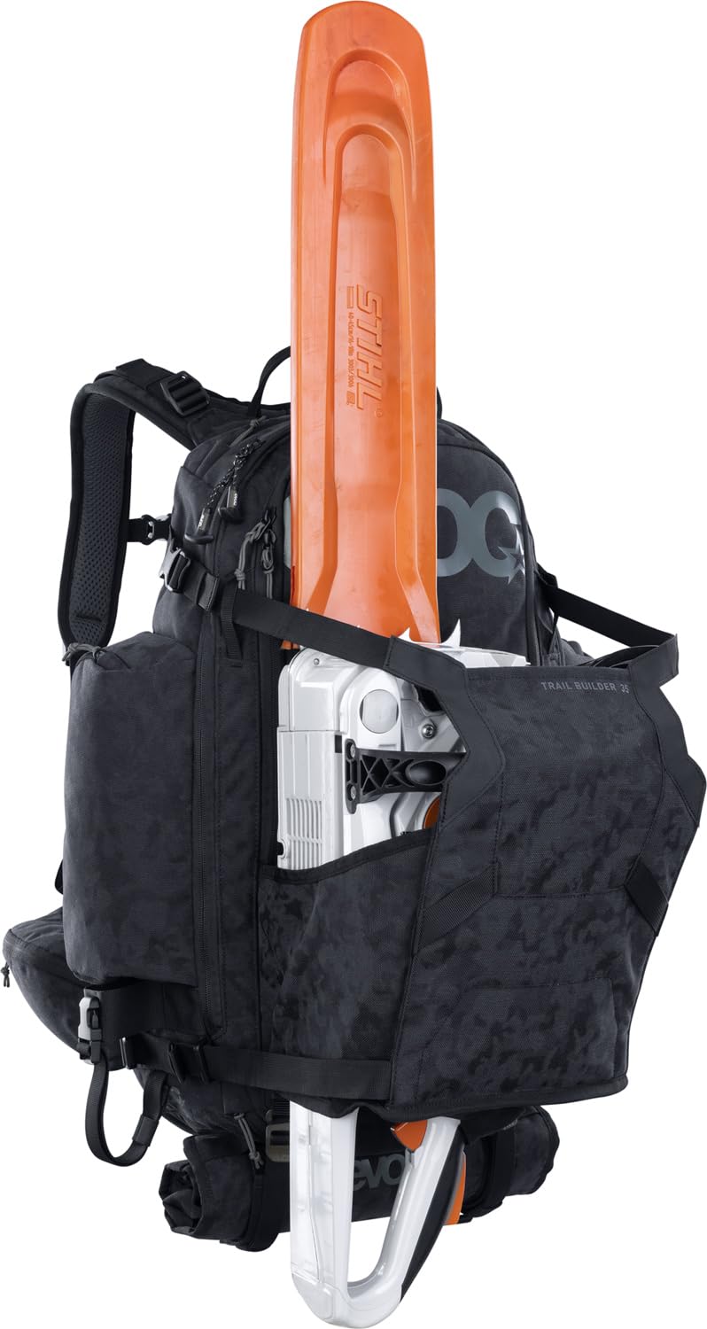 EVOC TRAIL BUILDER 35, zaino porta attrezzi (materiale Cordura, alette laterali extra larghe, spallacci imbottiti, inclusa copertura antipioggia, volume: 30l, dimensioni: 56 x 29 x 18 cm), Nero