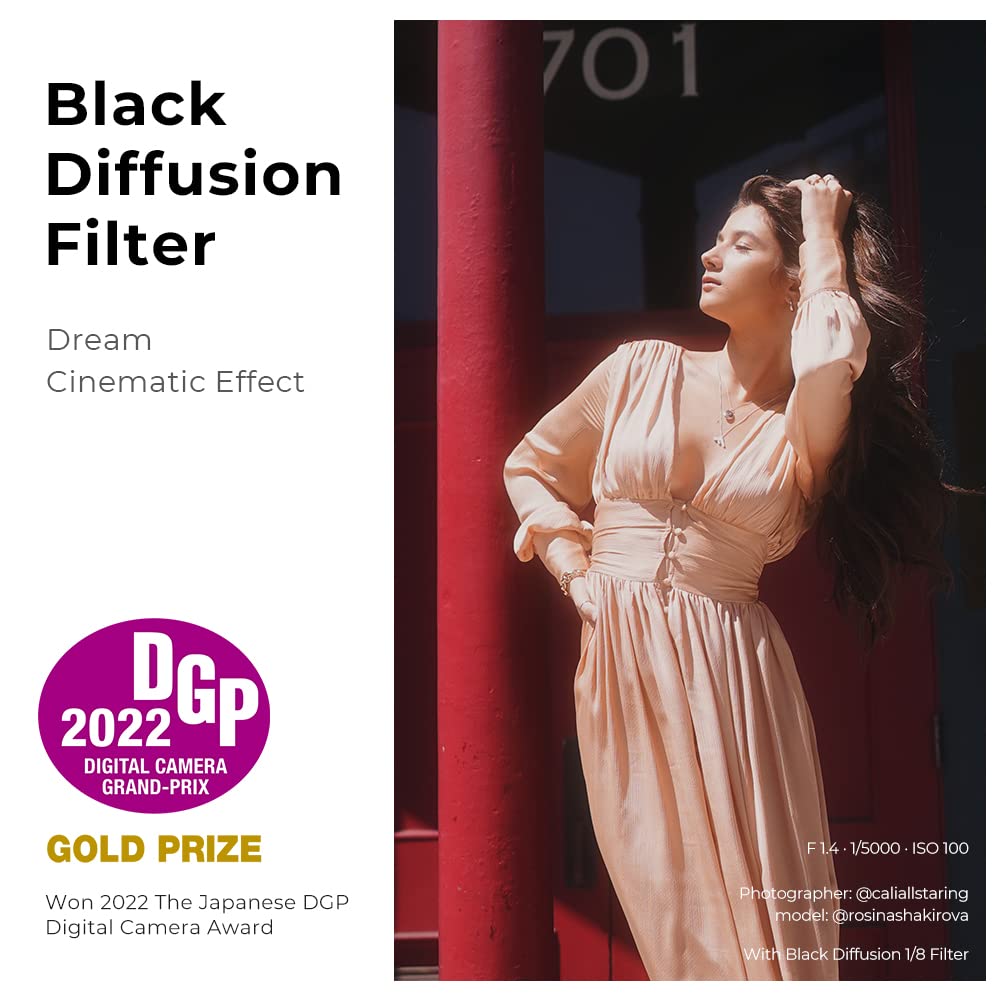 K&F Concept Nano-X Series Black Diffusion - Filtro de lente de efecto cinematográfico de 1/8 con 28 revestimientos multicapa, difusión de luz negra para video, vlog, fotografía de retratos (82 mm)