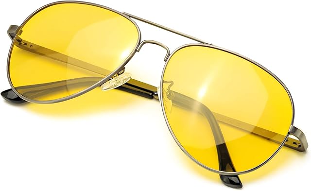 SODQW Night Driving Glasses, Night Vision Anti Glare Safety Glasses Polarised Yellow Lens for Day and Night Driving, UV400 Protection