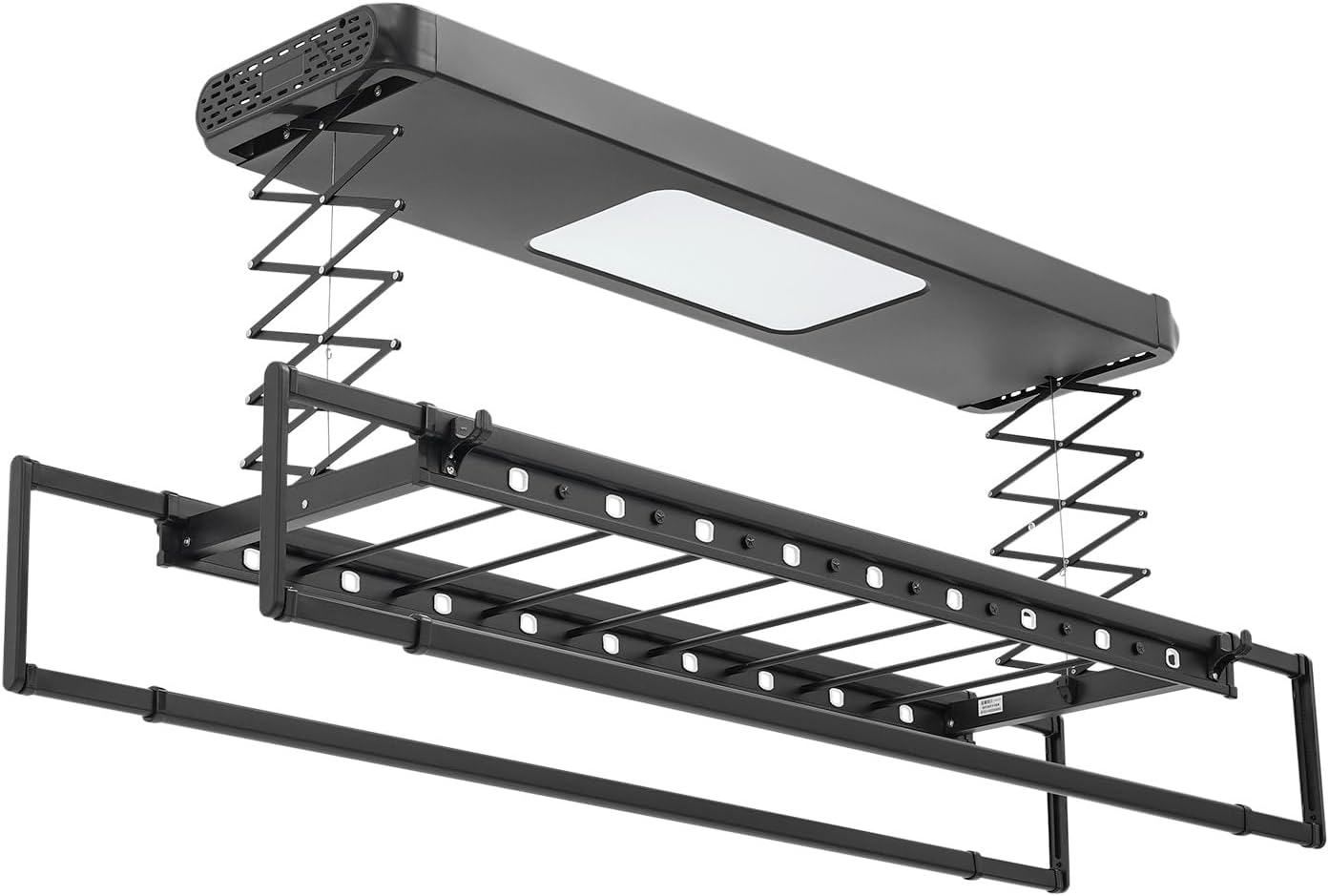 Electric Retractable Airing Rack Gray, 77.16 lbs Ceiling Mounted Clothes Drying Rack with Remote Control and LED Light, Airing Rack with 8 Horizontal Rods for Balconies, Laundry Rooms, Bathrooms