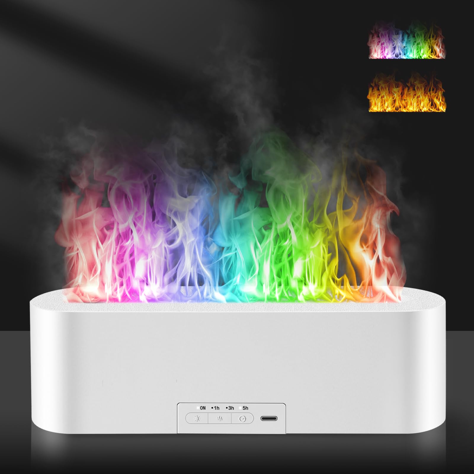 Colorful Flame Essential Oil Diffuser, 9 Colors Changing 3-in-1 Ultrasonic Diffusers for Home Bedroom Office, 150ml Cool Mist Humidifier Aromatherapy Diffuser with 3 Timers and Waterless Auto-Off