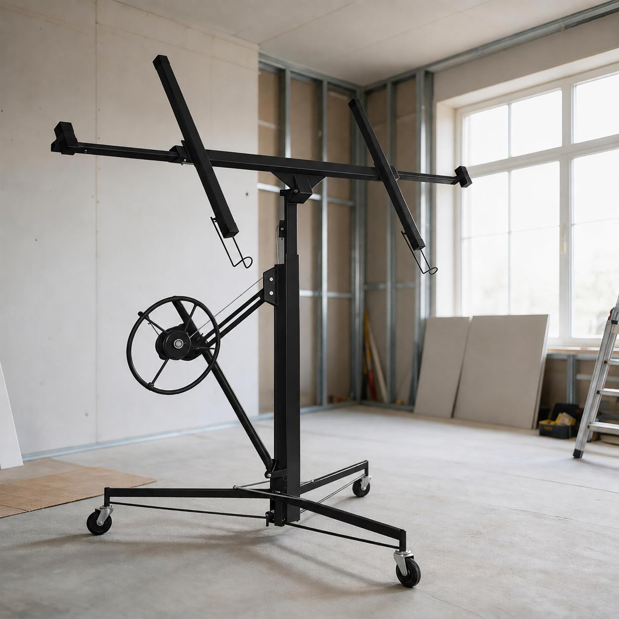 Plattenheber für Trockenbau, Gipskarton, 68 kg, 132–325 cm, Schwarz