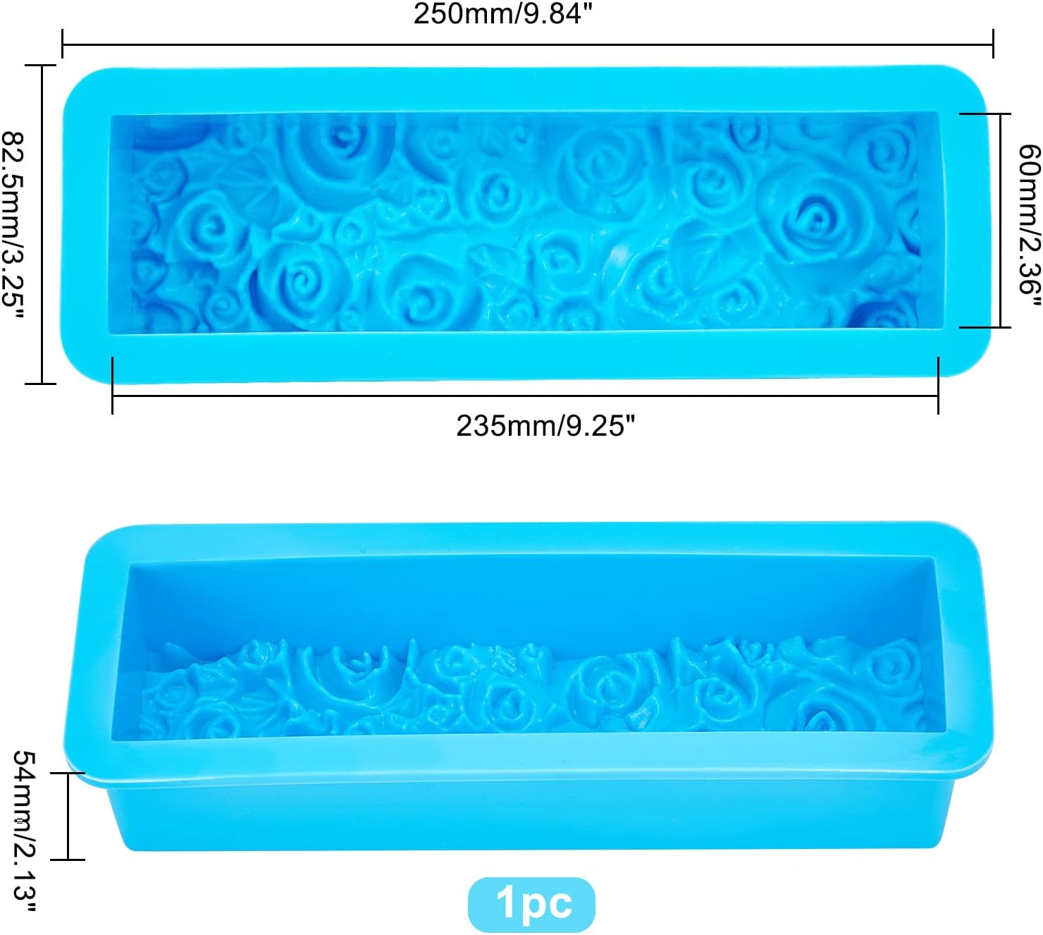 PH PandaHall Rose Loaf Mold, 22oz Flower Silicone Soap Molds 3D Embossed Crafts Mold Rectangle Resin Casting Molds for Handmade UV Resin Soap Candle Fondant Chocolate, 9.8x3.2x2.1inch 650ml