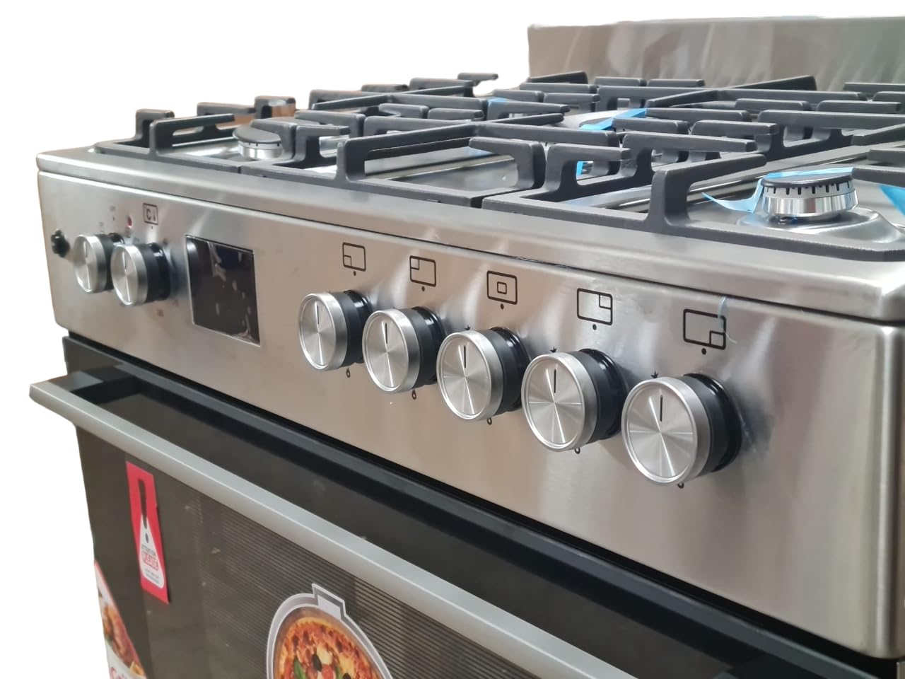 Gasline GAG90PINEX Gas-Herd 90x60 cm Backofen Gas Oberhitze Elektrisch Edelstahl 107 Liter LPG 50mBar