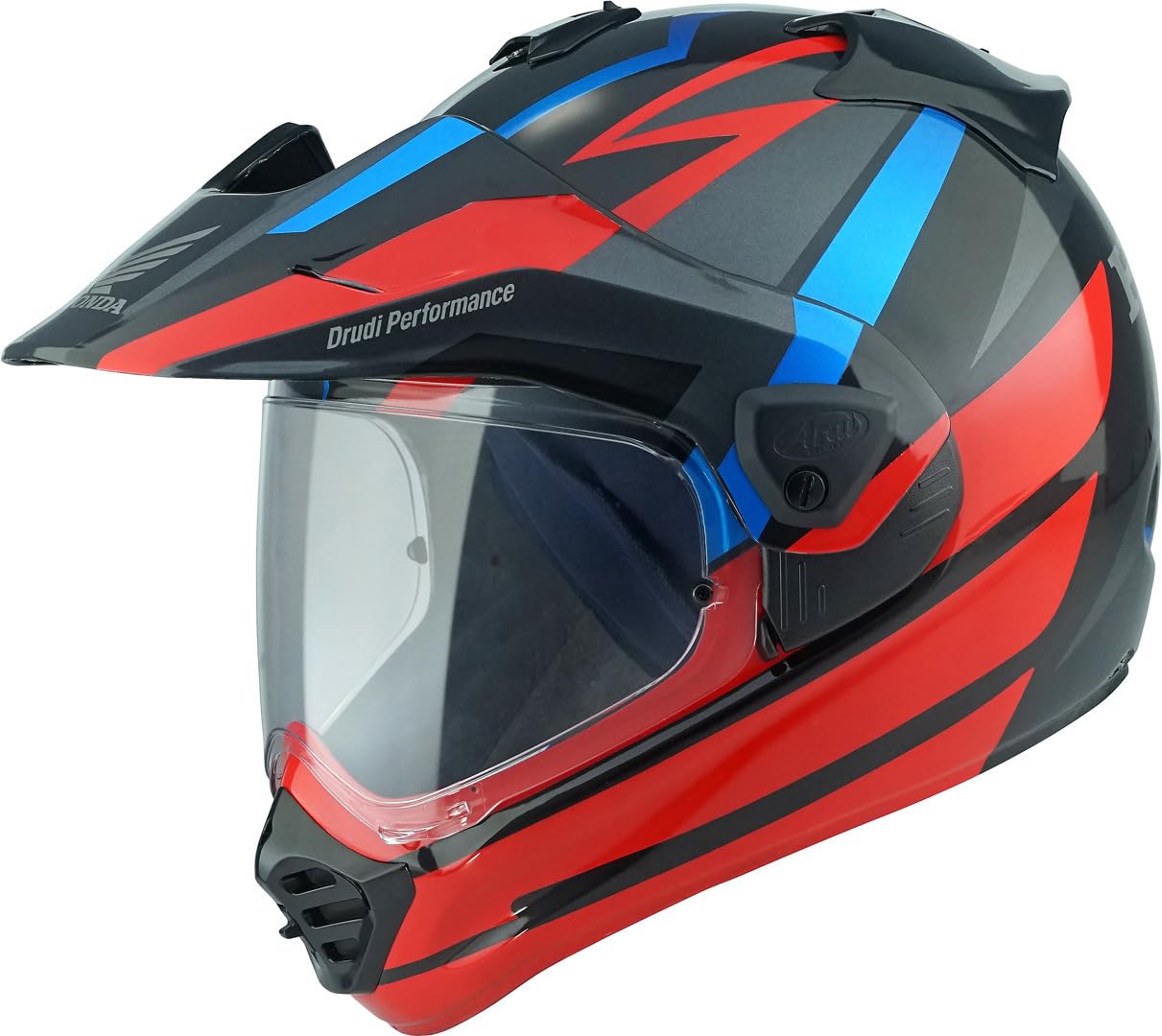 Arai Men's Red Blue Tour-X5 Africa Twin Motocross Helmet, Red-Blue, Size L For