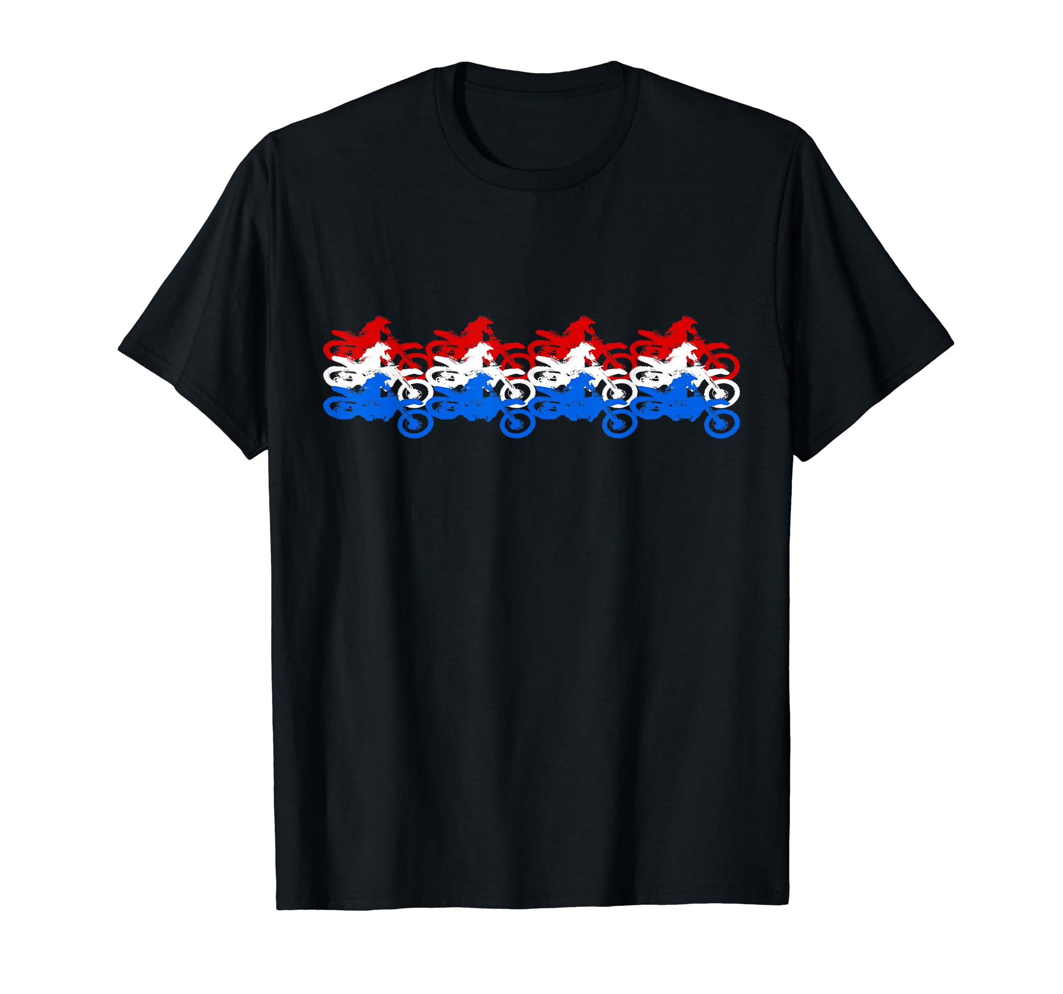 4th of July Motocross American Flag Dirt BikeMX 4th of July Motocross American Dirt Bikes Red White Blue T-Shirt