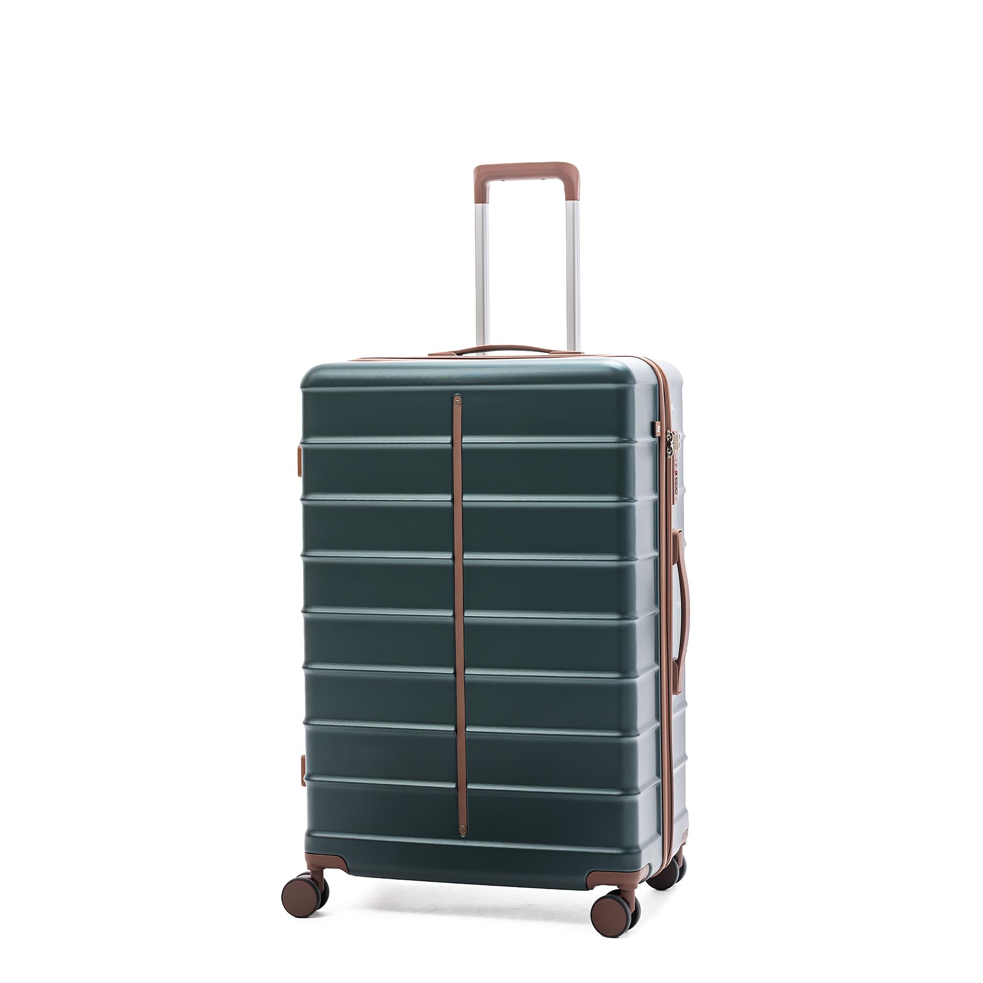 assembly large check-in luggage with 3 packing cubes & tsa lock, spacious polycarbonate hard shell suitcase for long holidays, green, 28-inch