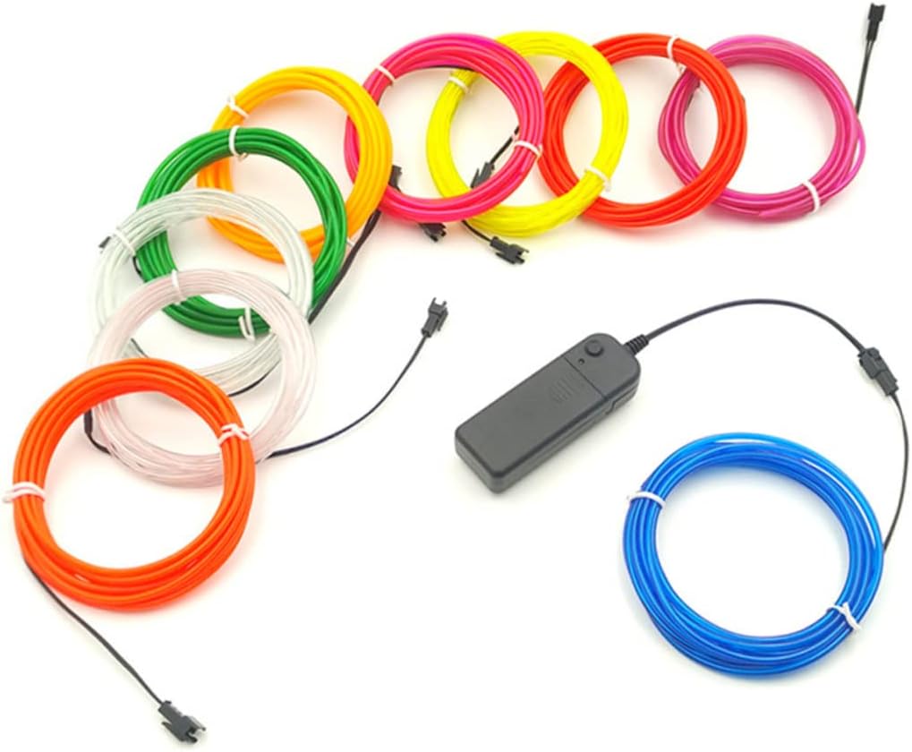 NOLITOY 2m El Wire Light Strip Red for Car and Holiday Decorations Battery Operated Energy-Saving for Christmas Halloween Parties and Projects