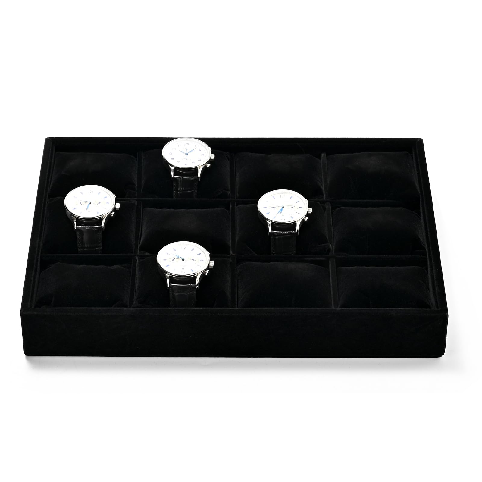 Oirlv Noir Velours 12 Grilles Plateau à Montres,Plateau à Bijoux,