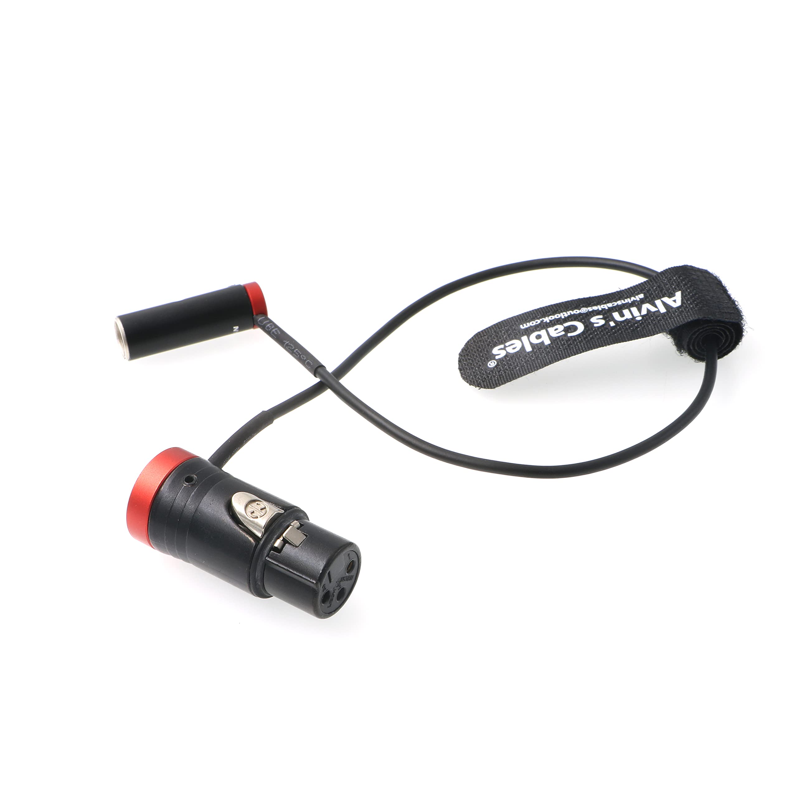 Alvin's Cables Low-Profile Câble Audio Mini-XLR Male à 3 Broches vers XLR Femelle Pleine Taille pour BMPCC 4K 6K Camera Video Assist Connecteur d'origine Rouge 36cm|14inch