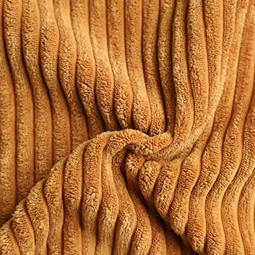 Mekajus Set Of 4 Decorative Throw Pillow Covers - Soft Striped Corduroy Pillow Cases Solid Square Home Deco Cushion Cover For Living Room Couch Sofa Bedroom (22X22 Inch, Brown) #TOP5