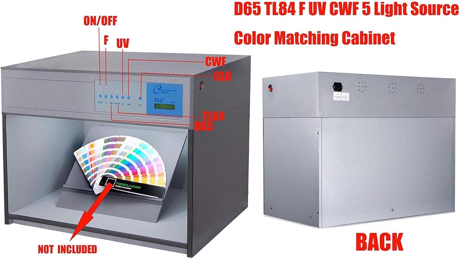 HFBTE Color Matching Light Box Colour Assessment Cabinets D65 TL84 F UV CWF 5 Light Source Box for Textile Printing with 110V/220V Voltage