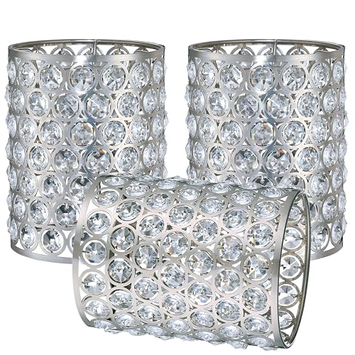 Image of 3 Pack Crystal Replacement Covers Metal Shade Pendant Ceiling Chandelier Wall Sconce Lamp Brushed Nickel Fixture