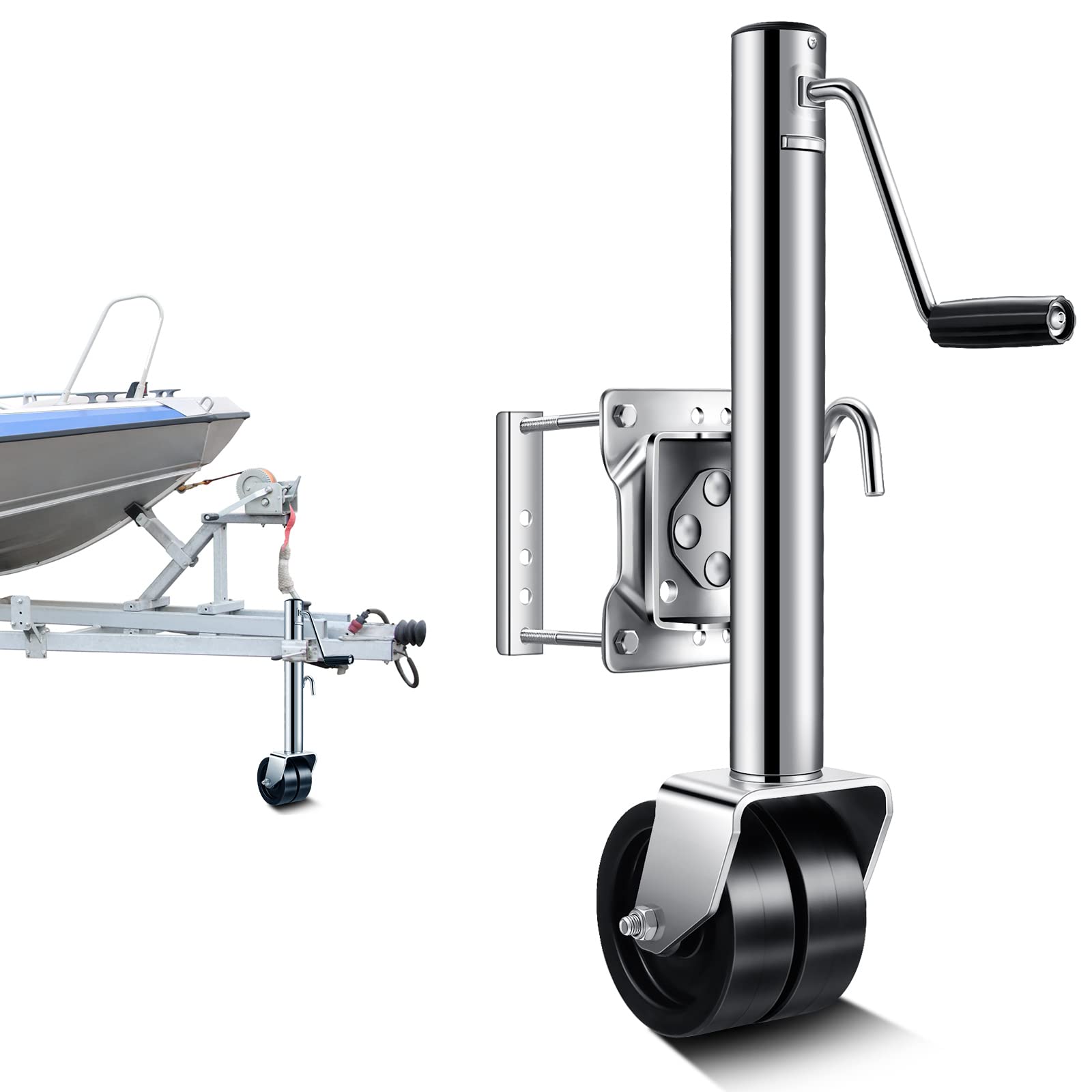 Photo 1 of Swivel Trailer Jack with 6 Inch Dual Wheels 2000 Lbs Capacity 12" Lift Heavy Duty Boat Trailer Jack Swing Back Anti Rust Double Wheels Trailer Tongue Jack for RV Camper Utility Accessories