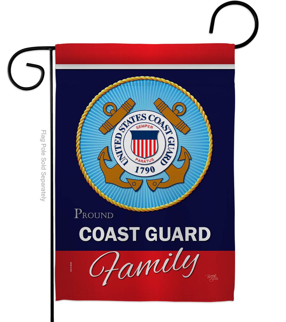 Coast Guard Proudly Family Garden Flag Armed Forces USCG Semper Paratus United State American Military Veteran Retire Official Small Gift Yard House