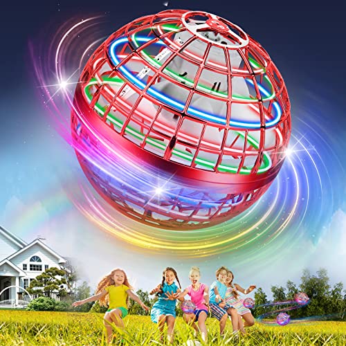M&HONG Flying Ball Toys, Flying Orb Ball Spinner Drones Ball with Magic Led Lights Floating Fly Space Ball 360 Rotating Helicopter for Boys Girls