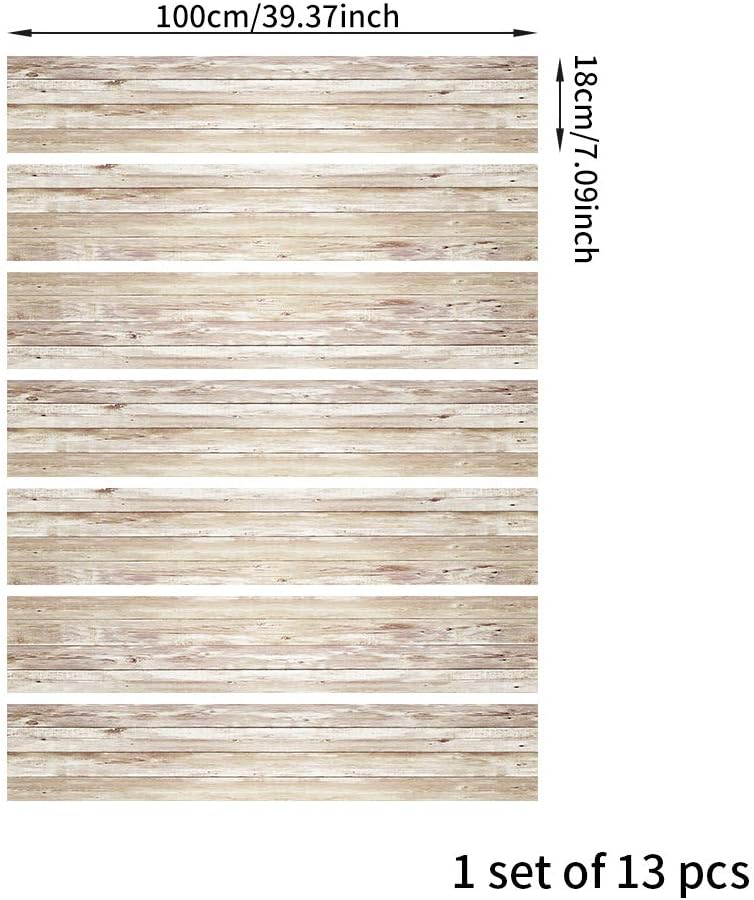 funlife 13Pcs Farmhouse Style PVC Stair Sticker, Peel and Stick Staircase Decals, Self-Adhesive Waterproof Stair Riser Stickers for Home loft Apartment Decor, 39.37"x7.09" Rustic Wood Pattern