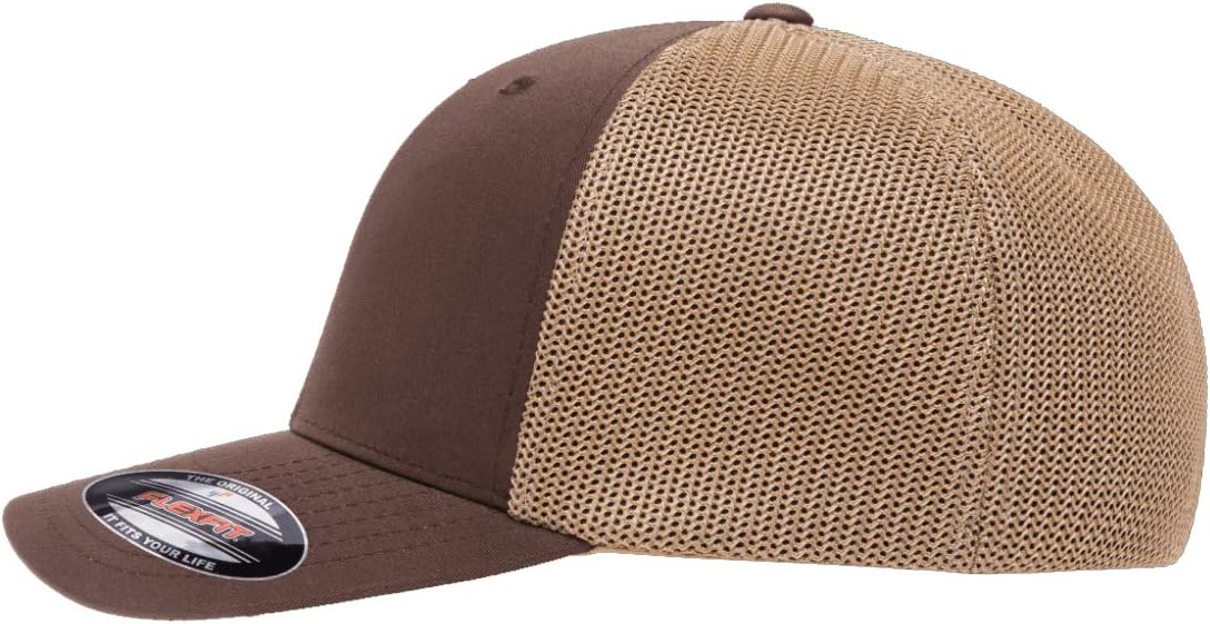 1964 1965 Ford Falcon Hardtop Outline Design Flexfit Trucker Mesh Fitted Cap Brown/Khaki