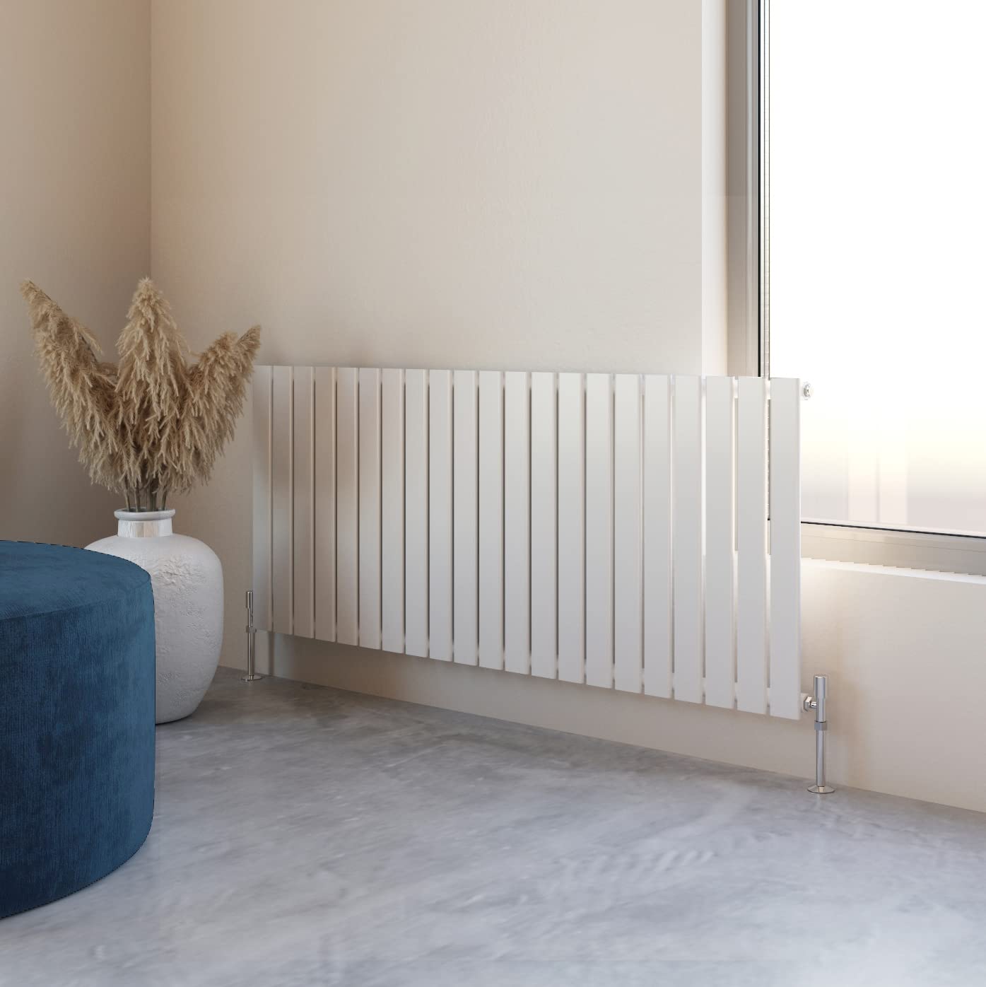 Flat Panel Radiator 600x1428mm Horizontal Design Single Tall Upright White Central Heating Rad