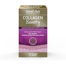 Nature's Best Collagen Beauty Capsules - Supports Skin Elasticity & Reduces Fine Lines - Collagen Peptides, Biotin, Vitamin C - High Dose & Taste-Free - UK Made - 60 Tablets