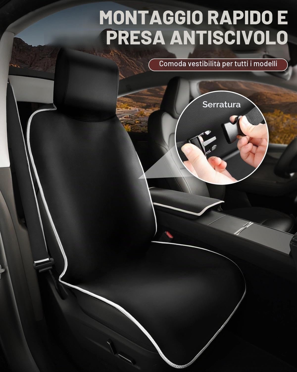 Coprisedile auto in neoprene - Protezione braccioli e cinture di sicurezza - Resistente a macchie (olio, sudore) - Facile da pulire - Fissaggio antiscivolo - Per viaggi, bambini, cani