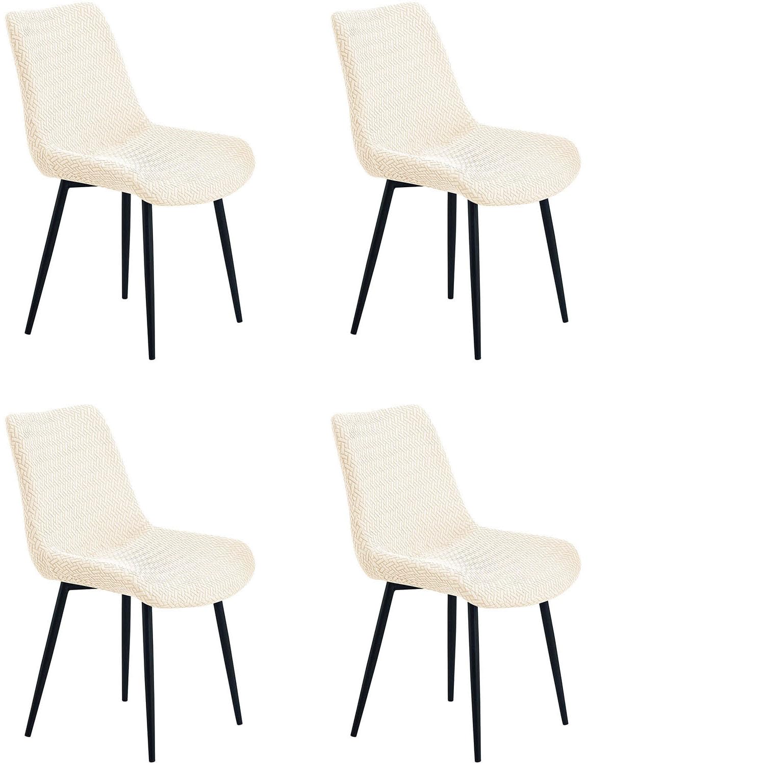 YOPOIY Shell Chair Covers Set of 6 4 2, High Stretch Curved Back Dining Chair Slipcovers, Mid Century Modern Armless Accent Side Chair Furniture Protector (Beige,4 PCS)