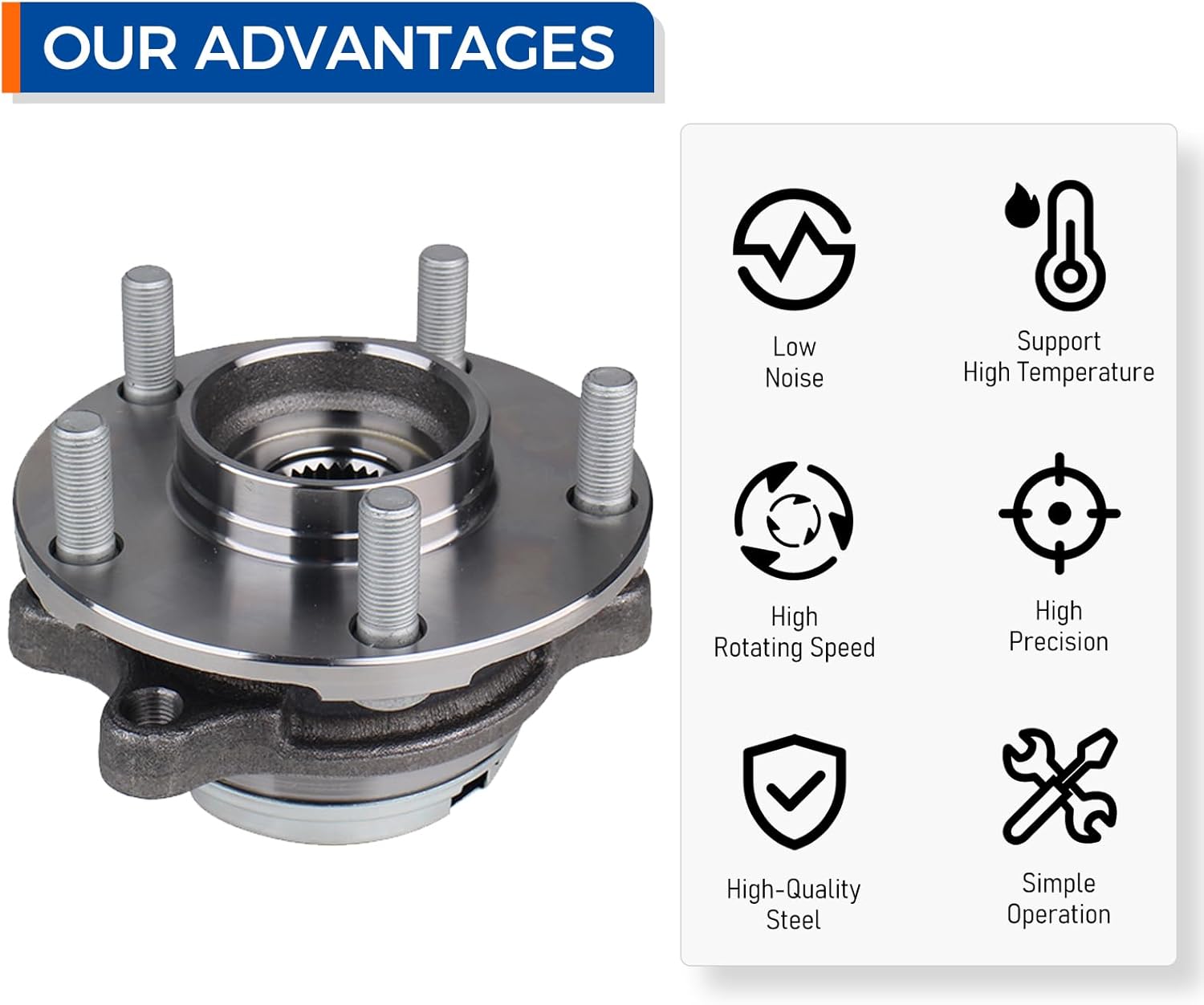 PAROD Pair 513310 Front Wheel Hub & Bearing Assembly Compatible with Nissan Murano 2003-2007, Quest 2004-2009 5Lugs - Image 6
