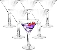 Vista 1 de 6 vasos de Martini acrílicos, vasos de Martini de plástico de 7 onzas, hechos de plástico inastillable, irrompibles y perfectos para piscina, al