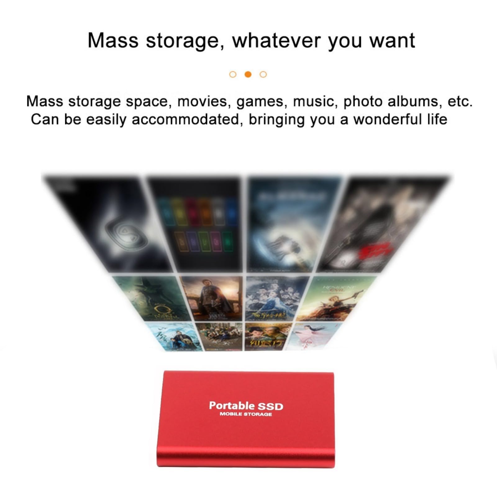 Unità portatile a stato solido (PSSD) da 2 TB tipo C con alta velocità di 1000 MB/s, resistente agli urti e compatibile con PC/Mac/telefoni cellulari/console di gioco