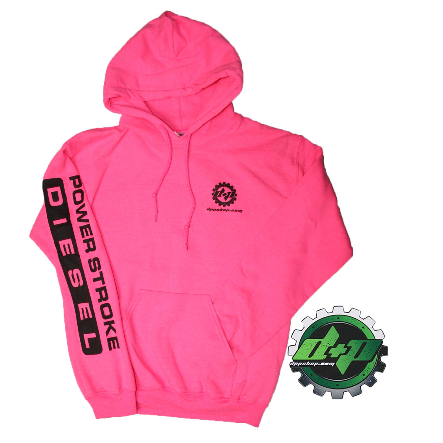 X-LARGE Pink DPP powerstroke diesel Hoodie hooded sweatshirt long sleeve