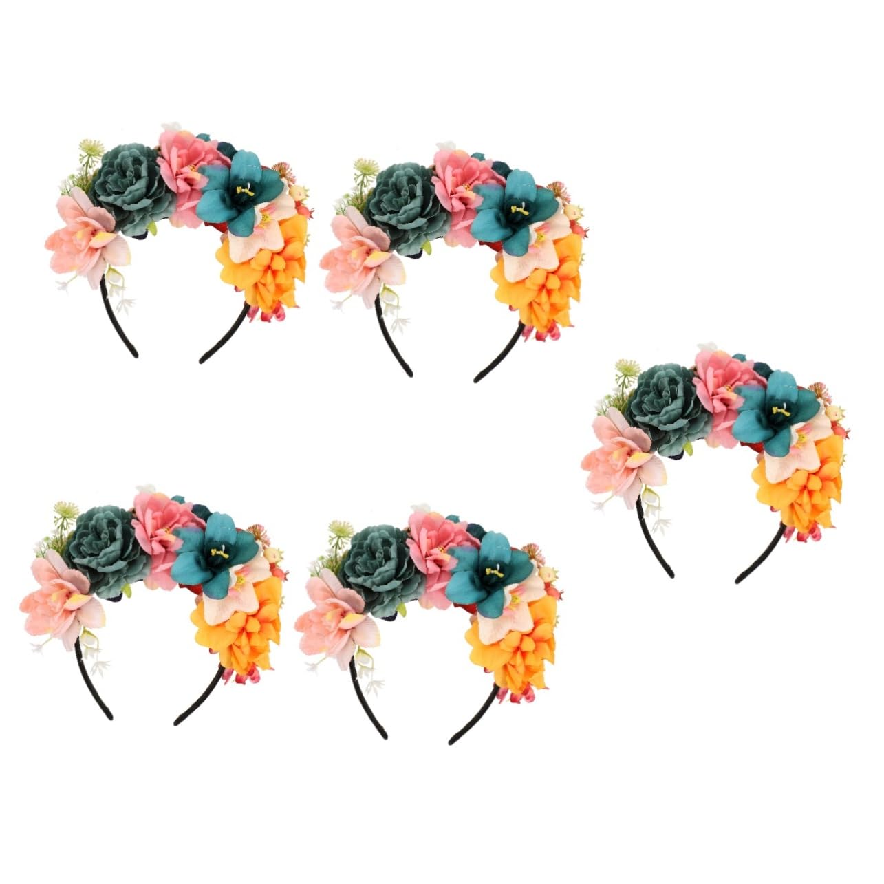 VICASKY 5stücke Braut Blumenkranz Haarschmuck Mit Verstellbarem Band Künstliche Blumenkrone Für Hochzeiten Partys Festivals Und Fotoshootings Elegantes Haarband Für Damen