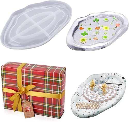 Miniatura 9 de Voyyphixa Round Tray Resin Mold Coaster Silicone Molds for Epoxy Resin Irregular Tray Molds for Casting DIY Plate Jewelry Storage Box Trinket Dish