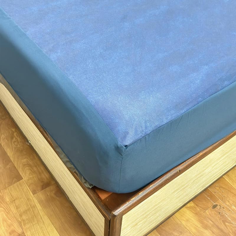 Image of Premium 100 Percent Waterproof Mattress Protector with Elastic Non-Woven | Hypoallergenic Mattress Cover Soft Elastic Bed Protector for Single Size Bed 36x78 Inch Fit On 10 Inch 3X6.5 Feet, Navy Blue