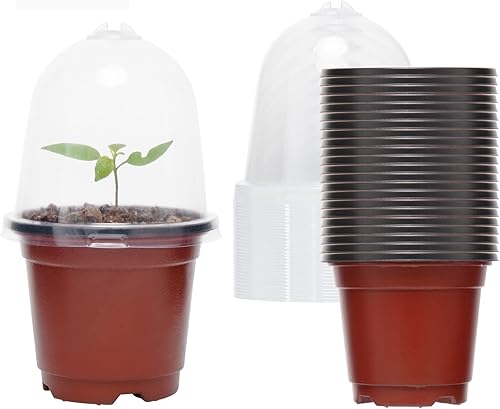 Miniatura 1 de Gardenvy Macetas de jardín con cúpula de humedad macetas reutilizables de 35 pulgadas con agujeros de drenaje tazas de jardinería de plástico