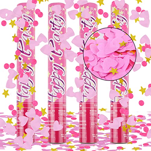 Produktbild von Partyjoker Gender Reveal Konfetti-Kanonen – 2 Rosa & 2 Blau, Mit Biologisch Abbaubarem FSC® Konfetti, Einfach & Sicher Zu Bedienen