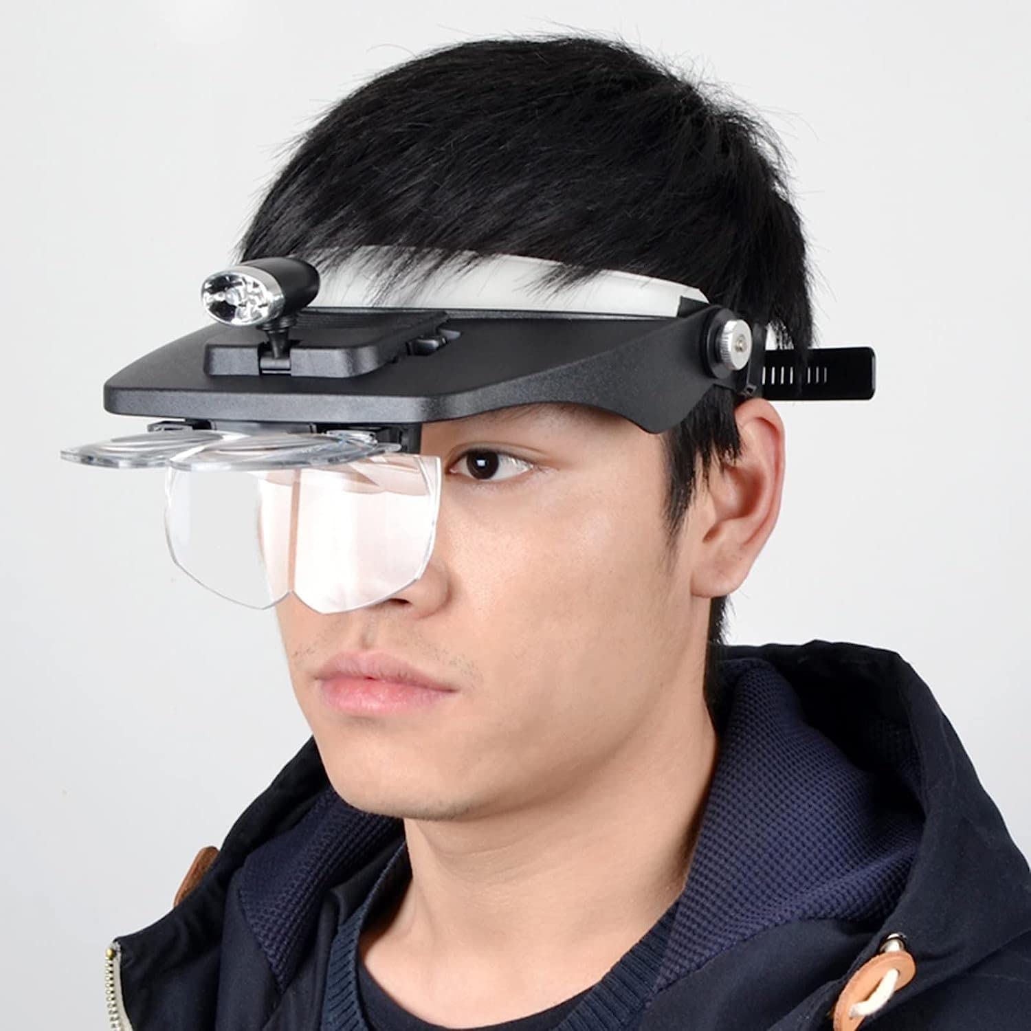 Lupa, Lupa para Leer, Diadema Manos Libres con 2 Luces Led Y 4 Lentes Desmontables, para Reparación De Electrónica, Joyería, Costura, Manualidades Y Relojes.