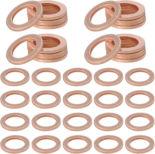 Miniatura 9 de 10 piezas de juntas para tapón de drenaje de aceite, 14 mm de arandela de cobre para sello de aceite, juntas de drenaje de repuesto para automóviles