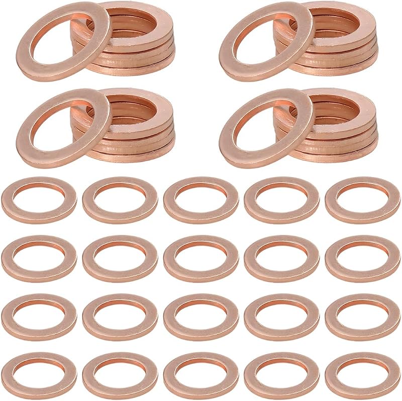 Junta de cobre para bujão de dreno de óleo Wevdn 14 mm – 40 unidades