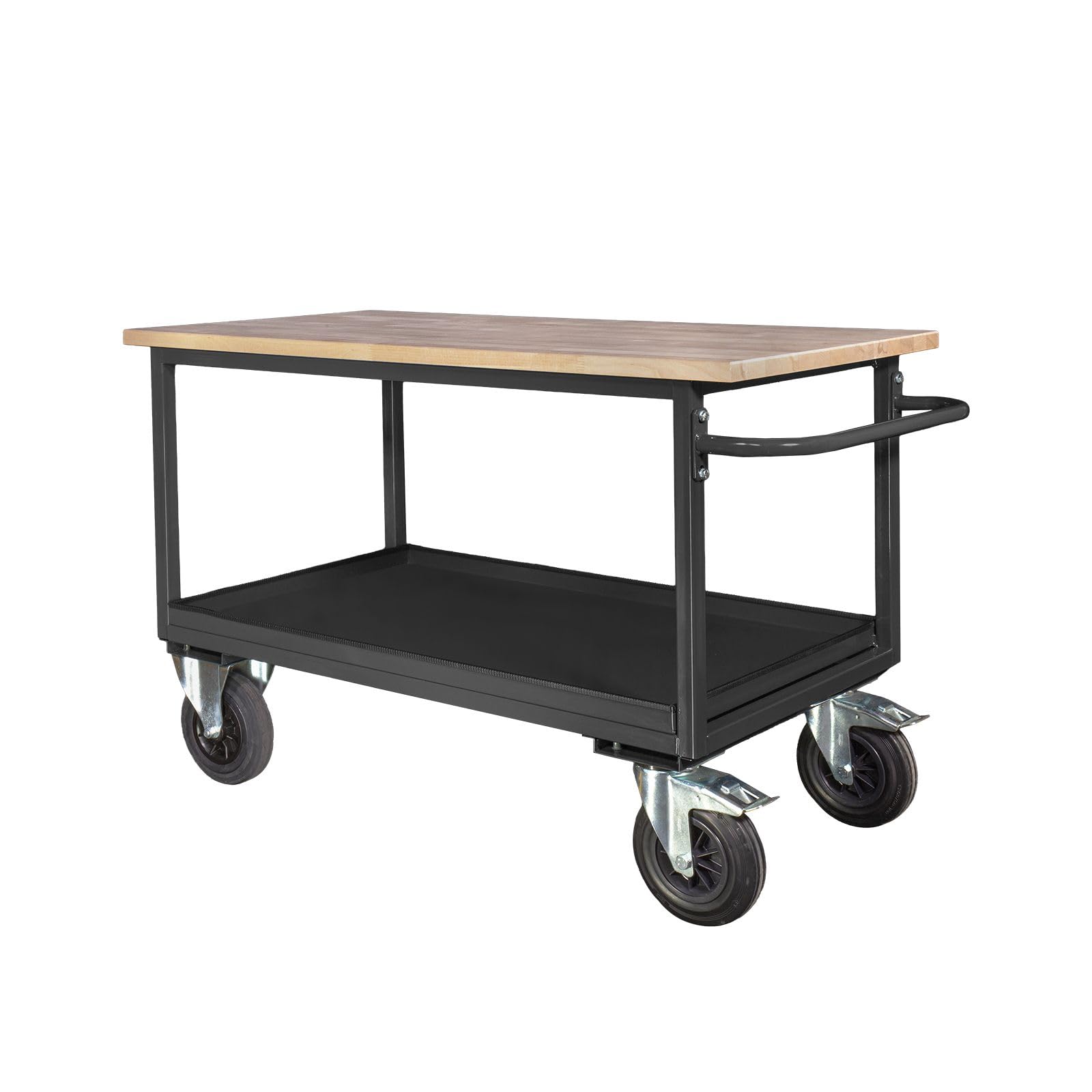 Mobile Werkbank Anthrazit RAL 7016 – 1300 x 600 x 827 mm – 500 kg Traglast – Mobiler Arbeitstisch mit Ablageboden für Werkstatt, Garage & Industrie – Profi Werktisch mit Rollen