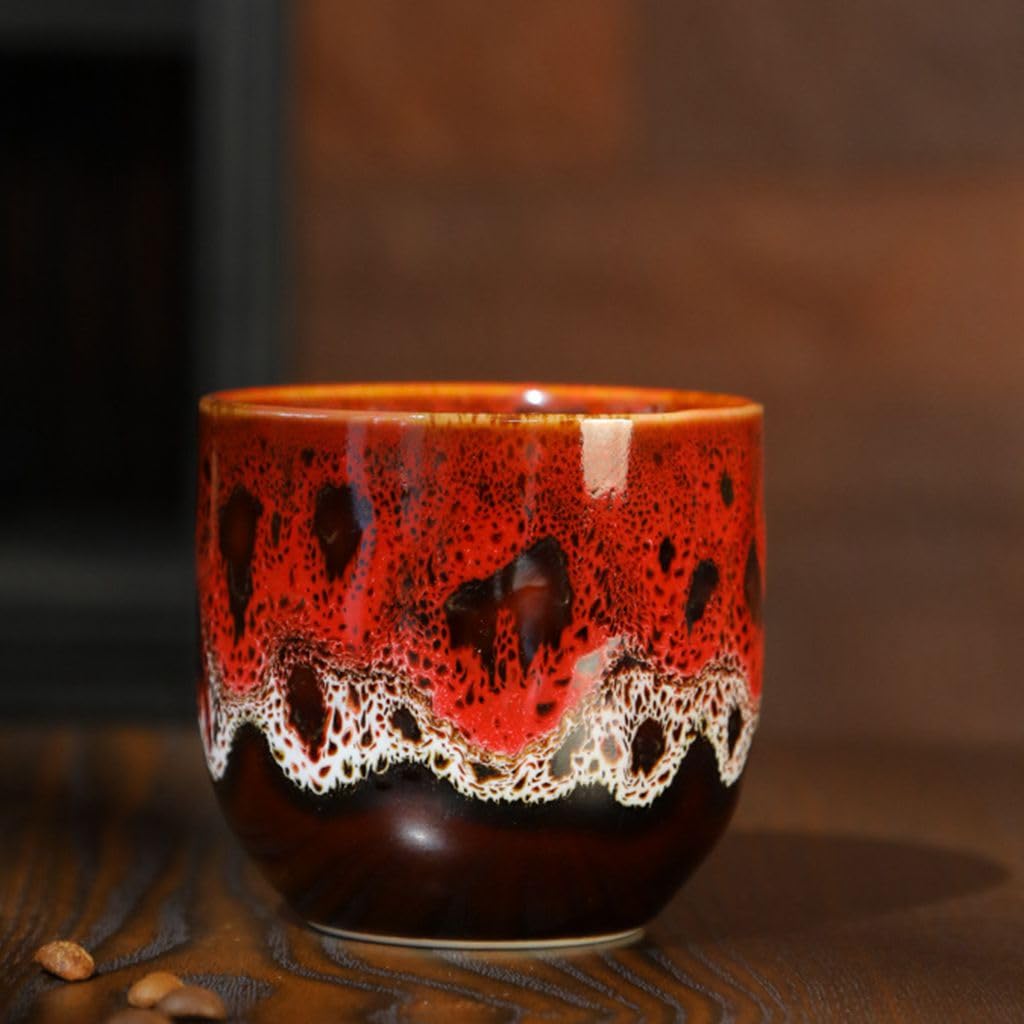 3 sztuki ceramicznych filiżanek do herbaty, szkliwionych, zmieniających kolor w piecu, chińskich japońskich filiżanek do herbaty, zestaw 3 filiżanek do herbaty Gong Fu do biura, domu i dla miłośnikó
