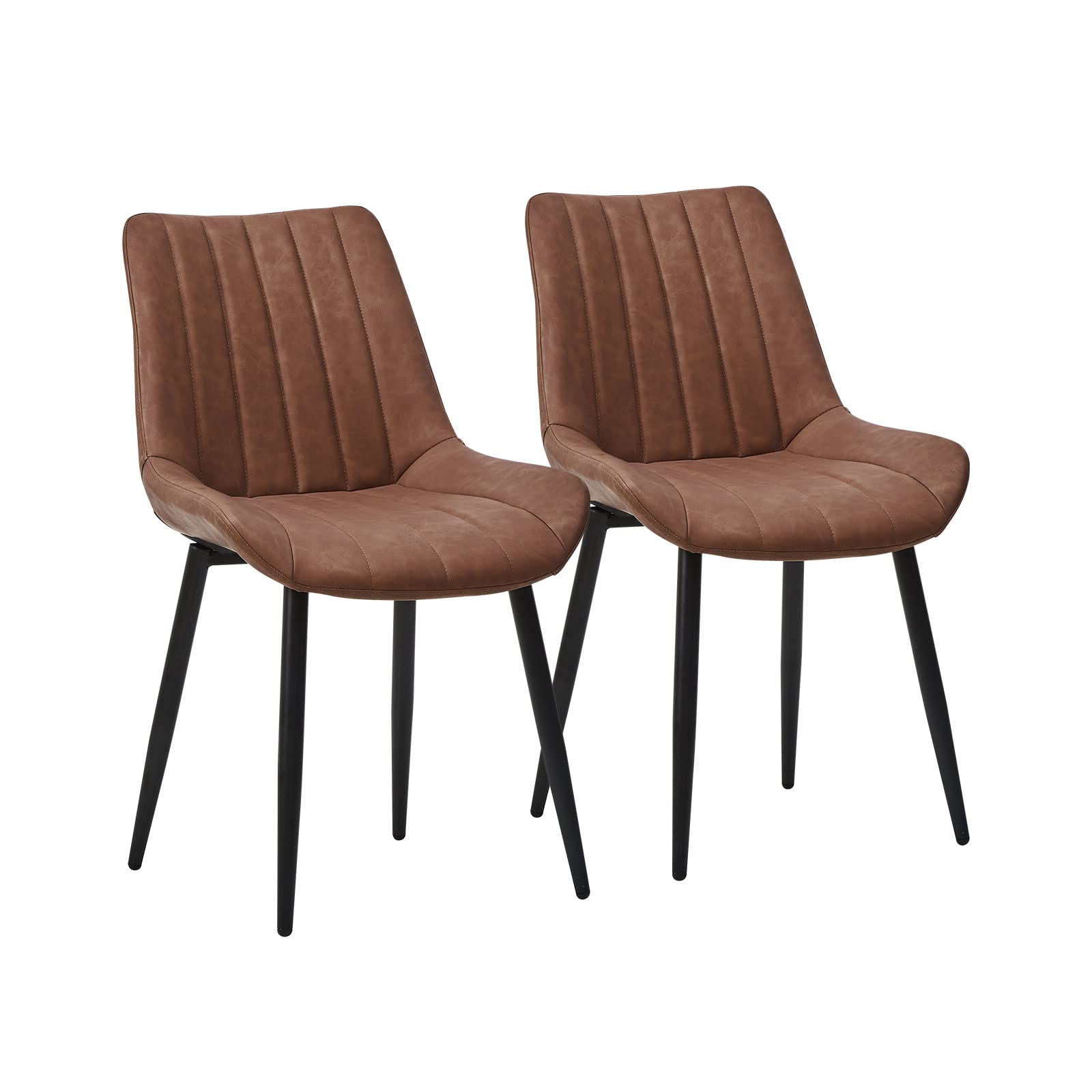 CLIPOP Dining Chairs Set of 2, Faux Leather Dining Room Chair with Upholstered Seat, High Back Comfy Cushion, Metal Leg, Accent Kitchen Side Chair for