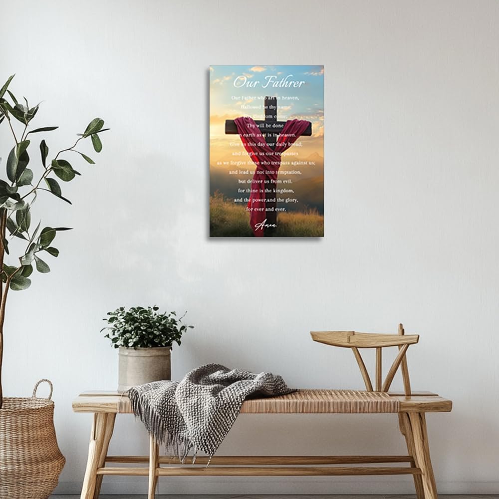 YMXZHUANSH Christian Scripture Wall Art Our Father Prayer Paintings Sacred Biblical Canvas Prints Religion Picture Inspirational Home Decor for Church Prayer Room 12x18inch (30x45cm)