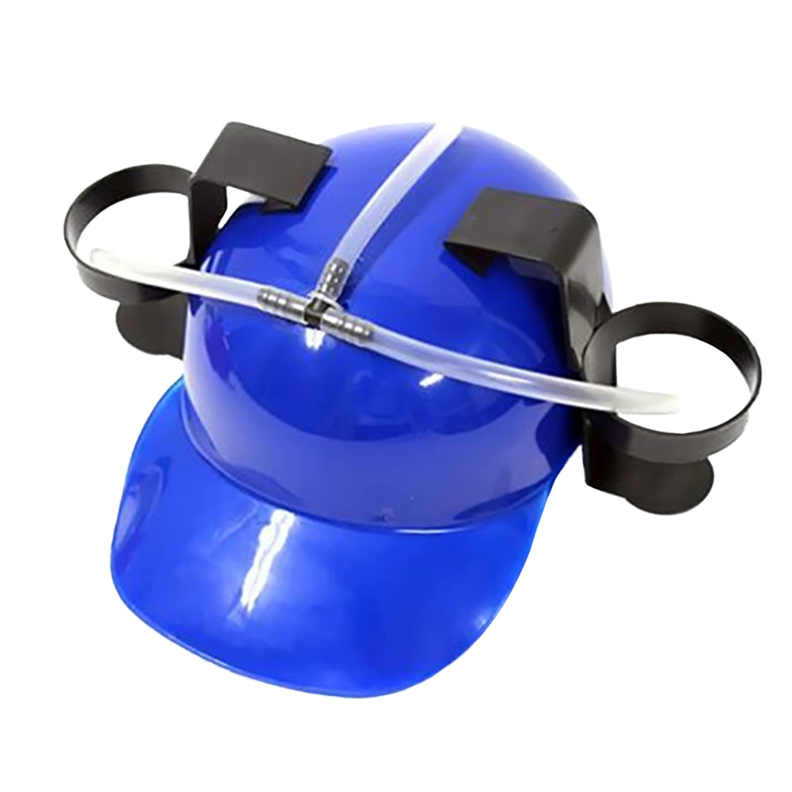 Novelty Place Casco Per Bere Con PortaLattine E Cannucce - Cappello Regolabile Per Feste (Blu)
