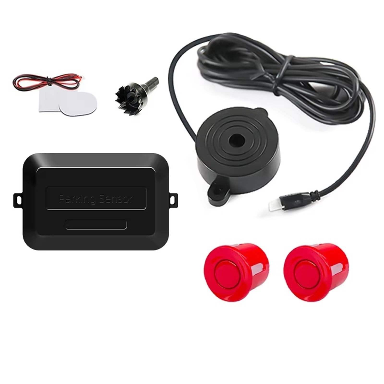 Aparcamiento asistido Kit Sensores Aparcamiento Coche 2 Sensores Pantalla 22 Mm Radar Marcha Atrás Alerta Sonora Sistemas Asistencia Aparcamiento Sensores Geomagnéticos(Red)