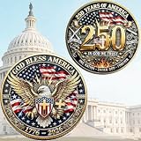 America 250th Anniversary Commemorative Coin,USA 250th Anniversary Coin Challenge,for Patriotism,250 Year American Anniversary Coin American Eagle & Patriotic Symbols Collectible (Style 4)