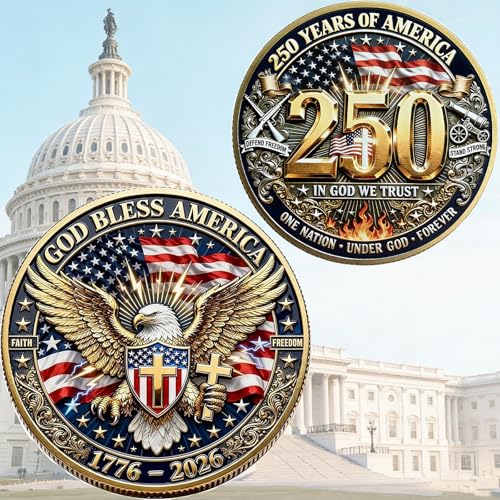 United States 250th Anniversary Collectible Coins, American Eagle and Patriotic Symbol, 1776-2026, for Celebration and Gifting (4 PCS)