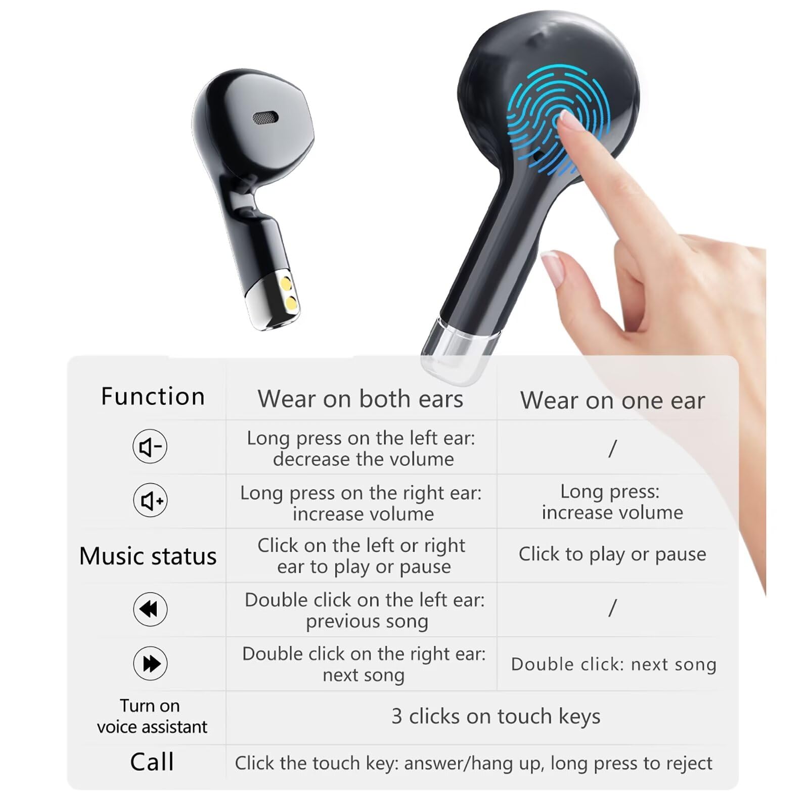 findtime smartwatch con cuffie Bluetooth Earbuds orologio con cuffie all'interno senza fili, invisibile, mini in auricolari, contapassi, orologio sportivo da uomo