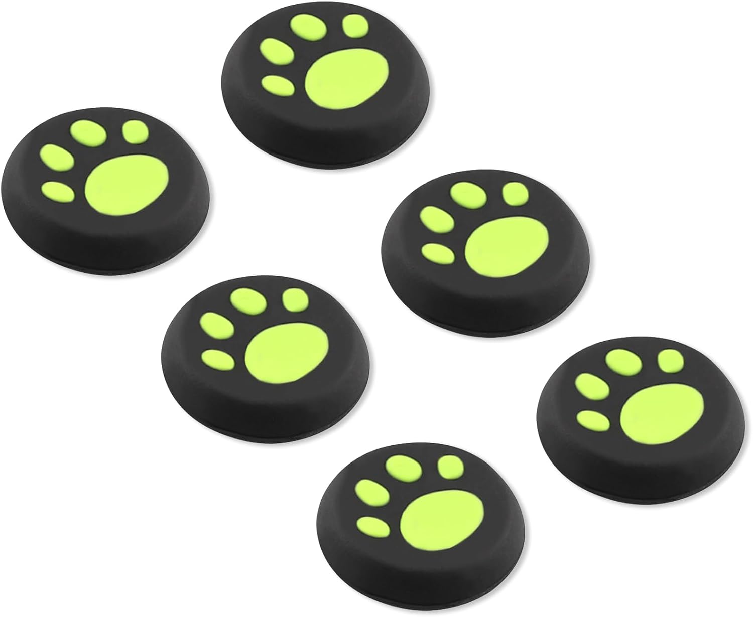 6PCS PS5 Silicone Thumb Cap, Non-Slip Silicone Analog Joystick Thumb Stick Grip Cap for PS2, PS3, PS4, PS5, Xbox One, Xbox Series X/S, Xbox 360, Switch Pro, Wii U Game Controller (Black Green)